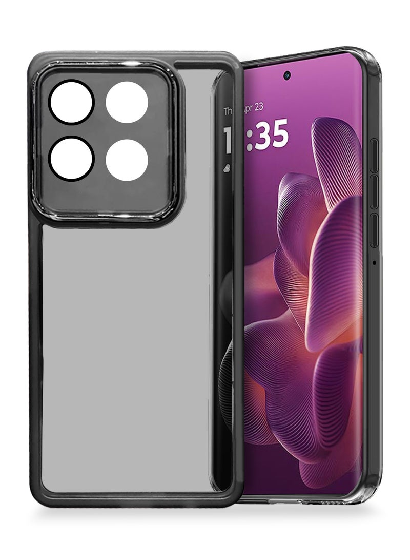 دبليو تيك غطاء خلفي أنيق شفاف بحماية كاميرا من السيليكون TPU لهاتف موتورولا إيدج 60 برو 5G 2025 - أسود - Image 1