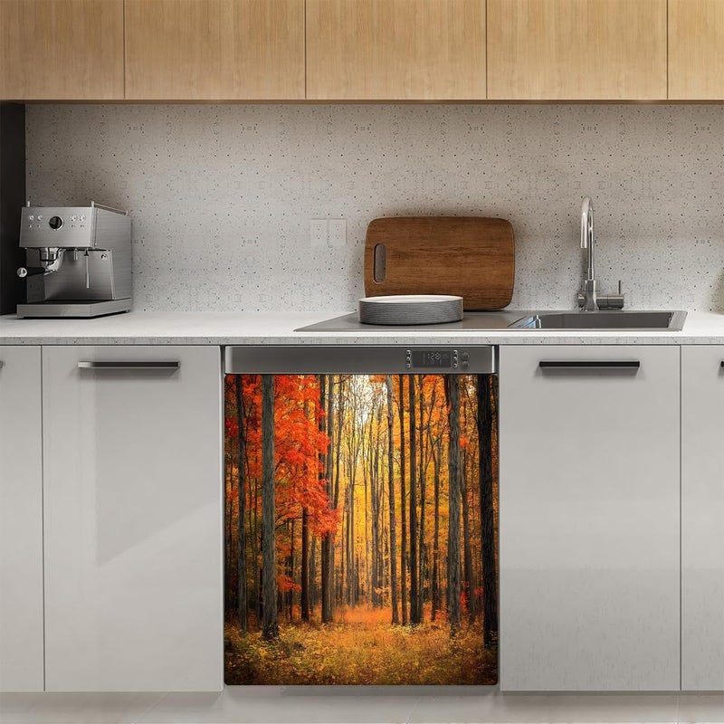 Fall Forest Rainbow Modern Dishwasher Magnet Cover Decorative Magnetic Dishwasher Cover Reuseable Dishwasher Panel Covers Front Dishwasher Door Covers for Kitchen Decorative 23" X 26" - Image 3