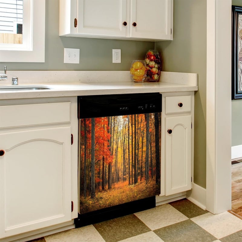 Fall Forest Rainbow Modern Dishwasher Magnet Cover Decorative Magnetic Dishwasher Cover Reuseable Dishwasher Panel Covers Front Dishwasher Door Covers for Kitchen Decorative 23" X 26" - Image 5