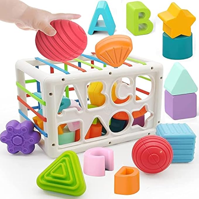 BABY SHAPE SORTER TOYS FOR 6 MONTHS PLUS, 1ST BIRTHDAY GIFTS FOR BABY BOYS GIRLS, BABY SENSORY TOYS FOR 12 MONTHS, MONTESSORI TODDLER TOYS FOR BABY AGE 1-2, BABY TOYS FOR 18 MONTHS - Image 1