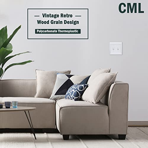 CML Hardware CML Classic Double Toggle Light Switch Wall Plate, 2-Gang Outlet Covers, Vintage Retro Wood Grain Design, Standard Size 4.95”X 4.87”, Impact Resistant, 2-Pack, White - Image 5