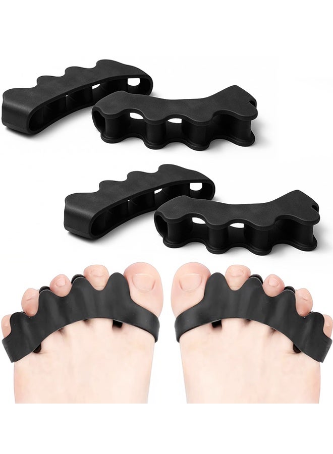 ٤ قطع من فواصل أصابع القدم للنساء والرجال، فواصل أصابع القدم للعناية بالقدمين، مصحح إبهام القدم الأروح، مقوم إصبع القدم المطرقية، التهاب اللفافة الأخمصية - Image 1