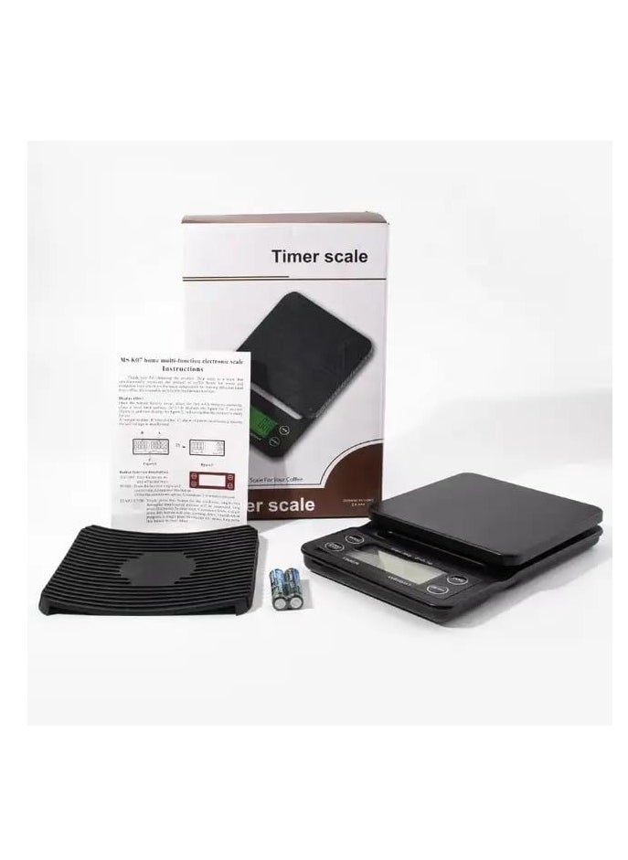 Generic - High Precision Digital Coffee Scale with Built-In Timer for Perfect Espresso and Pour Over Brewing - Measures from 0.1g to 5kg - Image 1