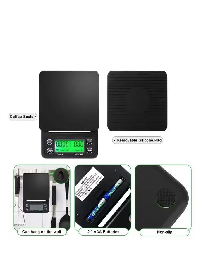 Generic - High Precision Digital Coffee Scale with Built-In Timer for Perfect Espresso and Pour Over Brewing - Measures from 0.1g to 5kg - Image 1
