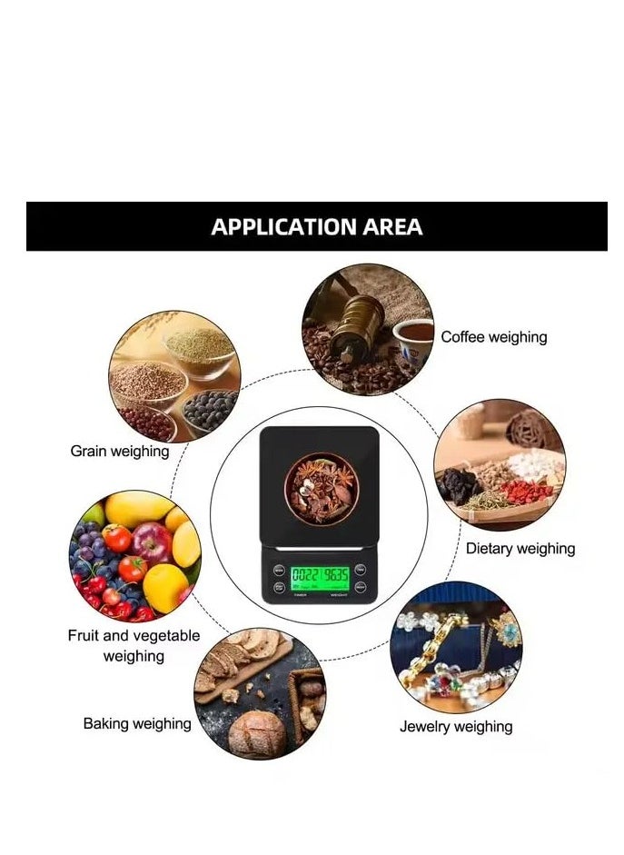 Generic - High Precision Digital Coffee Scale with Built-In Timer for Perfect Espresso and Pour Over Brewing - Measures from 0.1g to 5kg - Image 1