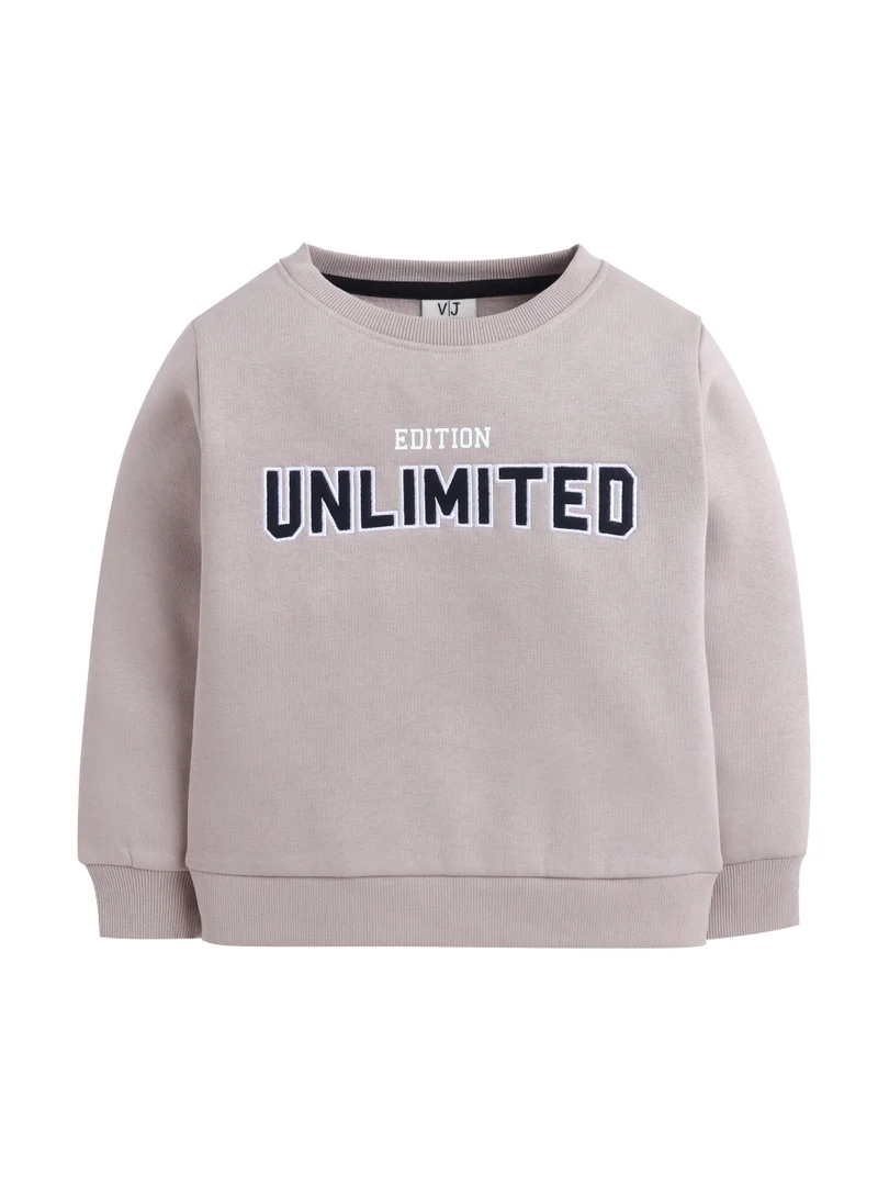 victor and jane Boys' Beige "UNLIMITED Edition" Graphic Sweatshirt