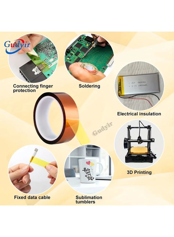 6pcs High Temp Polyimide Tape Heat Resistant 5mm 8mm 10mm x 10m Electrical Insulation - Image 5