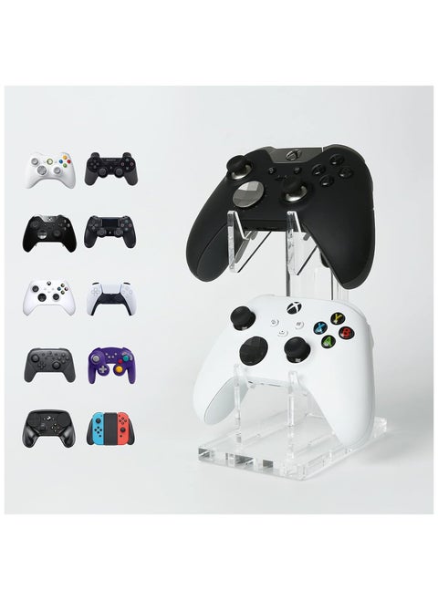 Dual Controller Holder Gaming Accessories, Suitable for Almost All Controllers, Controller Stand for Xbox ONE PS4 PS5 STEAM PC (Crystal Clear)