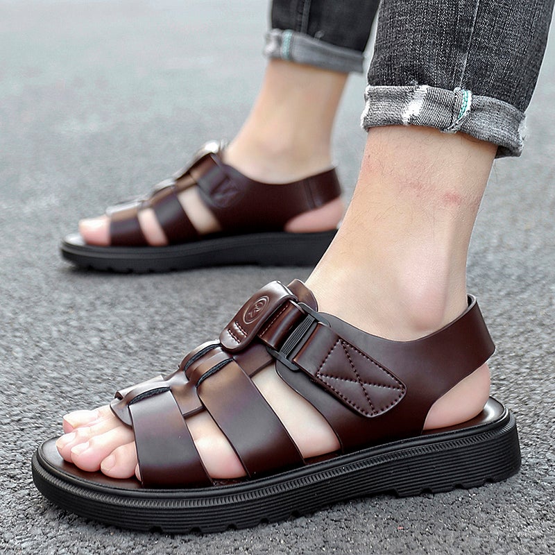 Sandals Men'S Genuine Leather Summer Dad Leather Sandals And Slippers Outer Beach Shoes Men'S And Boys Sports Soft Sole Car Shoes - Image 2