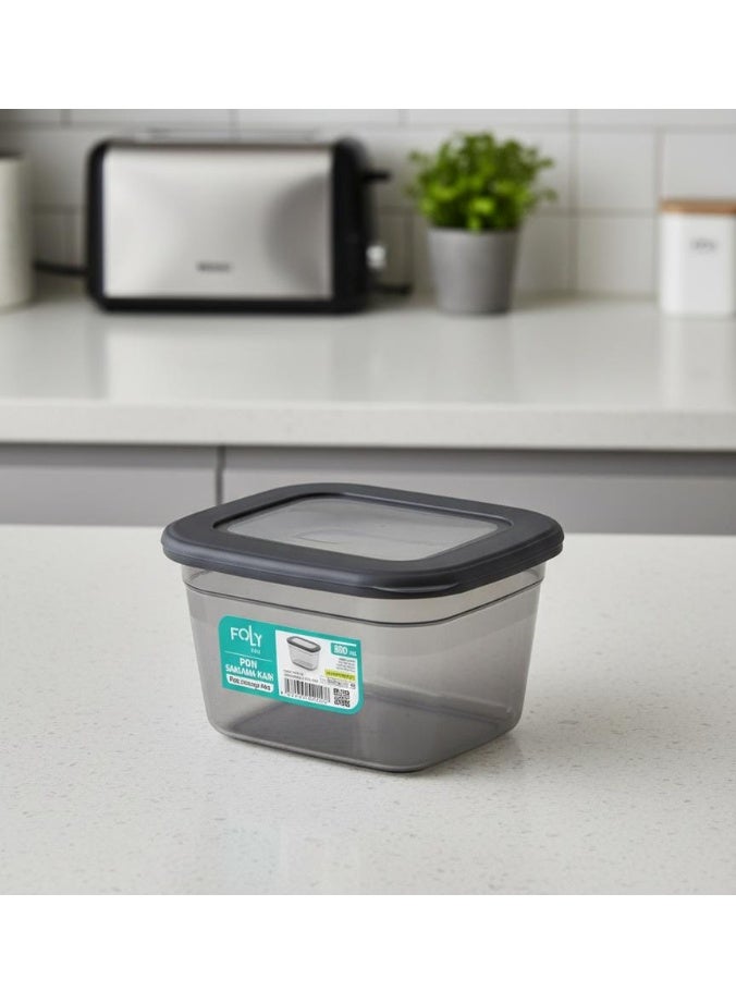 فولي لايف صندوق تخزين متوسط ​​الحجم من فولي لايف، رمادي شفاف، سعة ٨٠٠ مل | حاوية طعام محكمة الإغلاق وقابلة لإعادة الاستخدام - Image 1