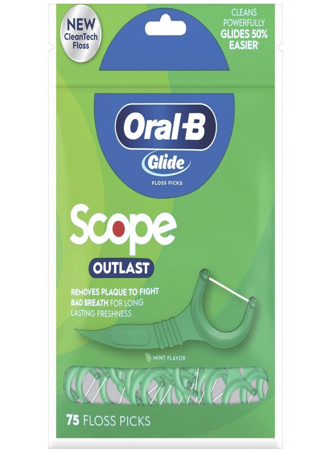 Oral-B Pro-Health Floss Picks + Scope Outlast Long Lasting Mint Flavor - 75 ct, Pack of 4 - Image 1