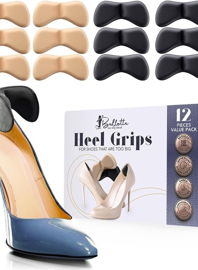 Ballotte Silicone Heel Protector - Heel Grips Heel Pads Shoe Pads Shoe Inserts for Women Heels - Shoe Inserts for Shoes That are Too Big High Heel Cushion Inserts Women (Heel Grips 12pk Multicolor) - Image 1