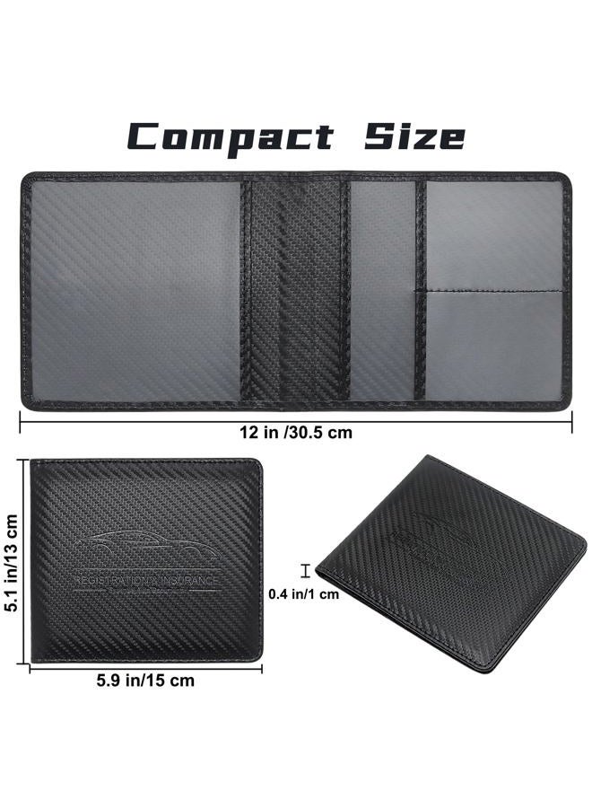 Miunice Car Registration and Insurance Holder, Premium Pu Leather Vehicle Glove Box Organizer - for Driver License, Cards & Essential Documents (Carbon Fiber Black) - Image 5