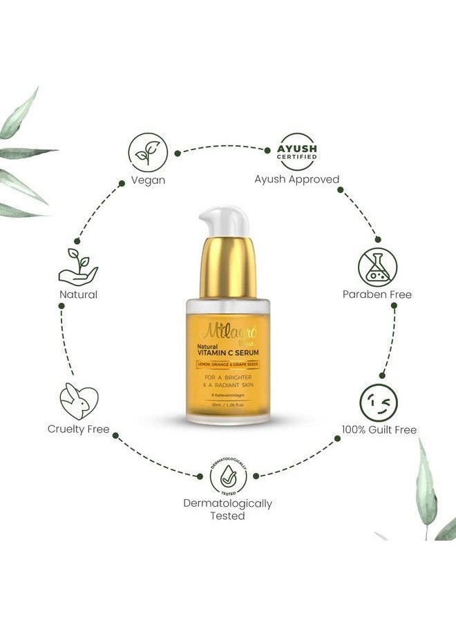 Milagro Beauty - Vitamin C Serum For Face Brightening Hyperpigmentation & Wrinkles Skin Clearing Serum With Natural Fruity Goodness (30Ml) - Image 1