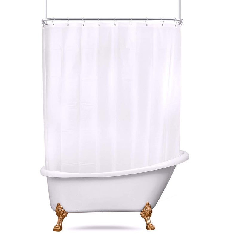 Riyidecor Clawfoot Tub Shower Curtain Liner Bathtub Wrap Around 180 x 70 Inch White Polyester Fabric All Around Circular Oval Circle Freestanding Round Surround Vintage Extra Wide Heavy Duty - Image 3