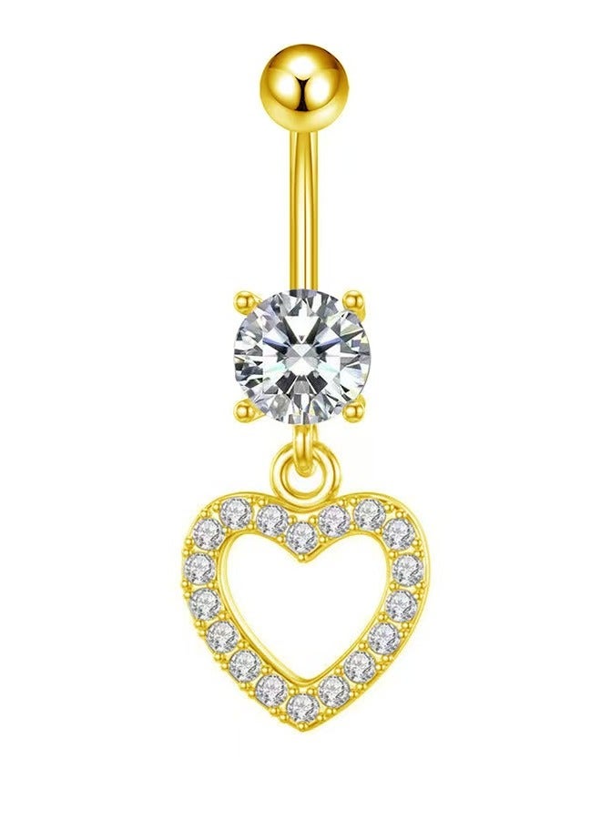 5 قطع من حلقات ثقب البطن الذهبية المصنوعة من الفولاذ المقاوم للصدأ، حلقات السرة المتدلية الطويلة، مجموعة مجوهرات ثقب الجسم المثيرة المرصعة بحجر الراين، مجوهرات ثقب البطن للنساء والفتيات هدايا مجوهرات مثالية