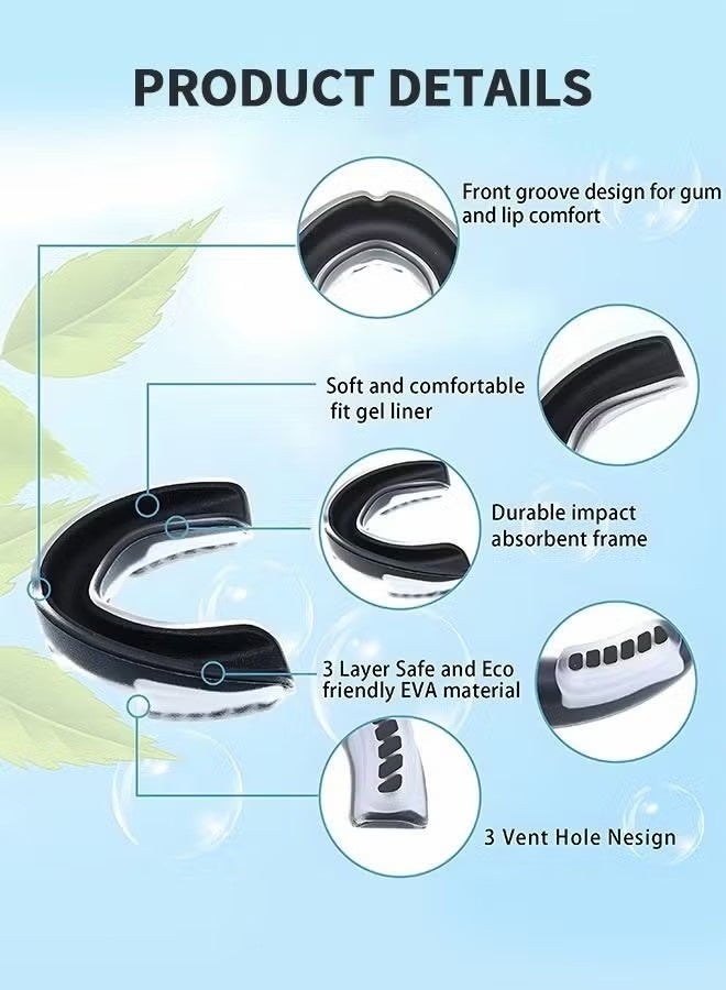 واقي فم للأطفال، واقي فم لكرة القدم، واقي فم رياضي للأطفال، واقي فم للأولاد، تقويم أسنان، مصنوع من مادة EVA مزدوجة اللون، مناسب لرياضات الفنون القتالية المختلطة، الملاكمة، الرجبي، الكيك بوكسينغ، التايكوندو، الكرة اللينة، واللاكروس. - Image 3