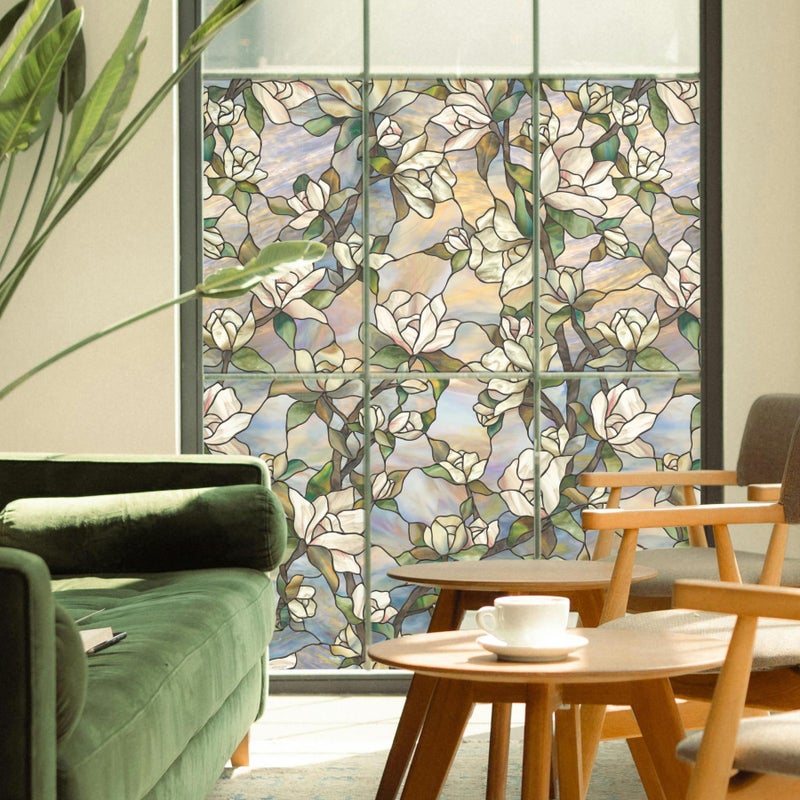 Artscape Star Magnolia | Privacy Window Film with Vibrant Colored Pattern | Non-Adhesive & UV Protection | Easy to Apply & Removable | 24 x 36 Inches | Made in USA - Image 1