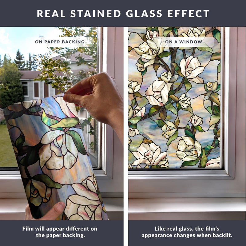 Artscape Star Magnolia | Privacy Window Film with Vibrant Colored Pattern | Non-Adhesive & UV Protection | Easy to Apply & Removable | 24 x 36 Inches | Made in USA - Image 5