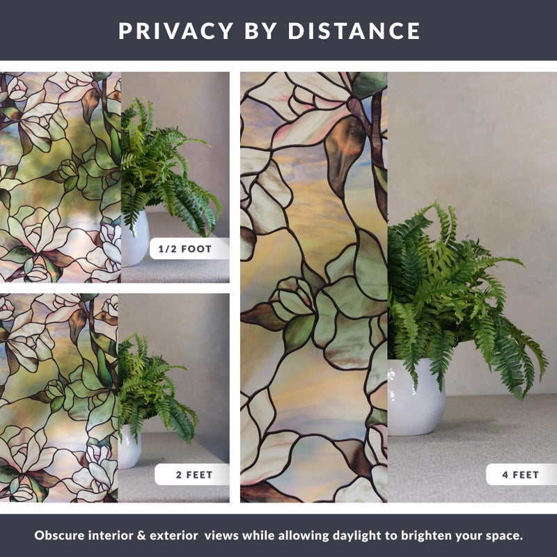 Artscape Star Magnolia | Privacy Window Film with Vibrant Colored Pattern | Non-Adhesive & UV Protection | Easy to Apply & Removable | 24 x 36 Inches | Made in USA - Image 4