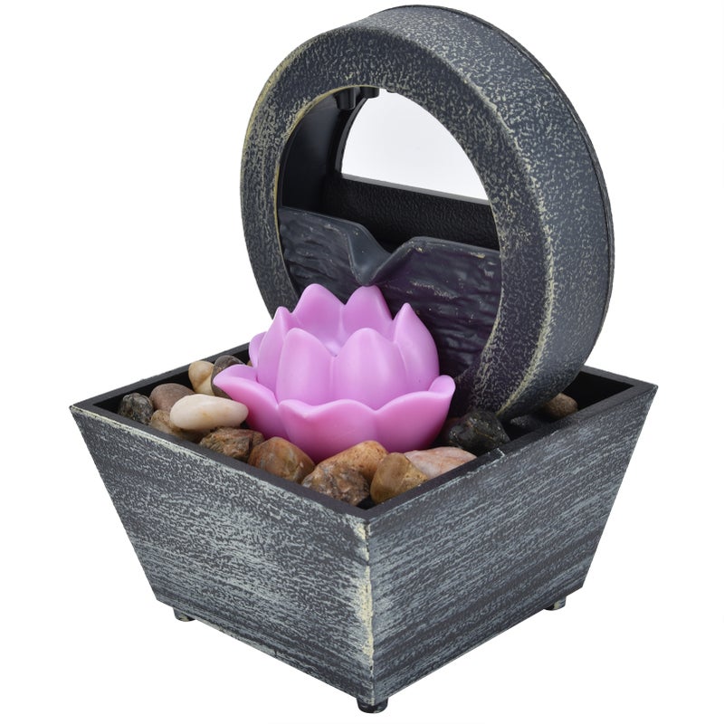 3V USB Plastic Flower Water Fountain LED Tabletop Fountain with Stones for Home Office Table Decoration - Image 2
