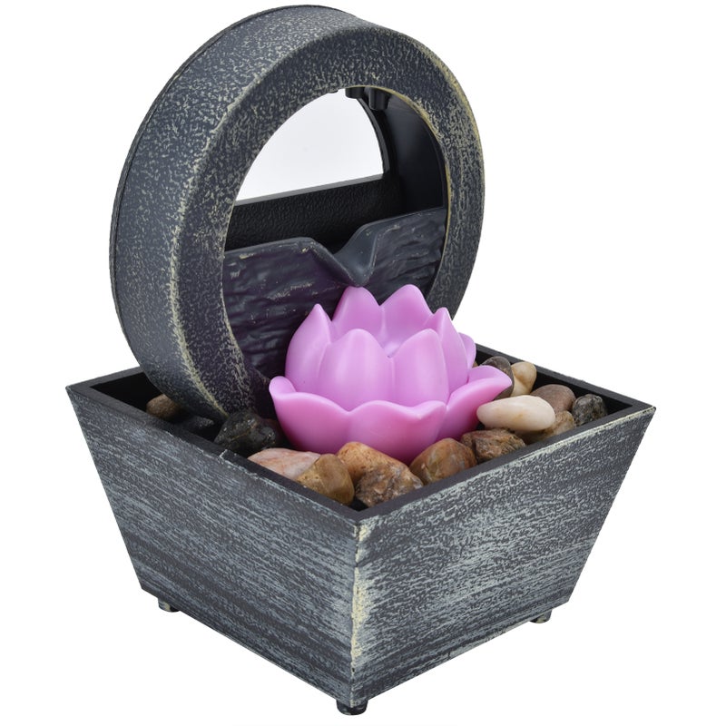 3V USB Plastic Flower Water Fountain LED Tabletop Fountain with Stones for Home Office Table Decoration - Image 4