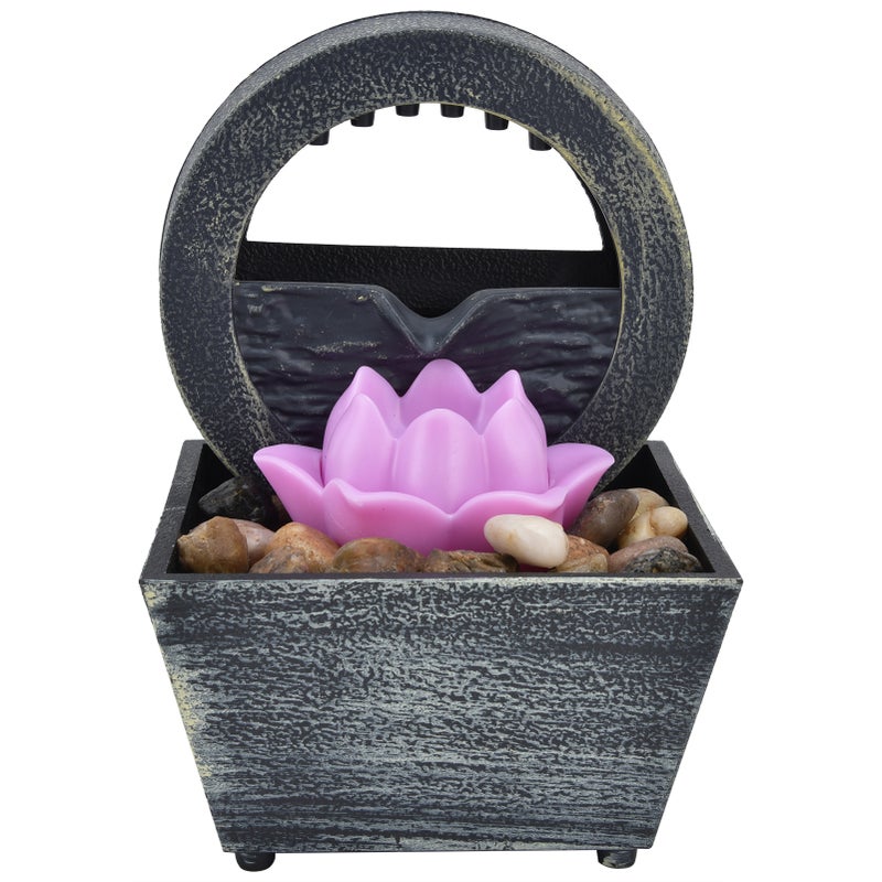 3V USB Plastic Flower Water Fountain LED Tabletop Fountain with Stones for Home Office Table Decoration - Image 3