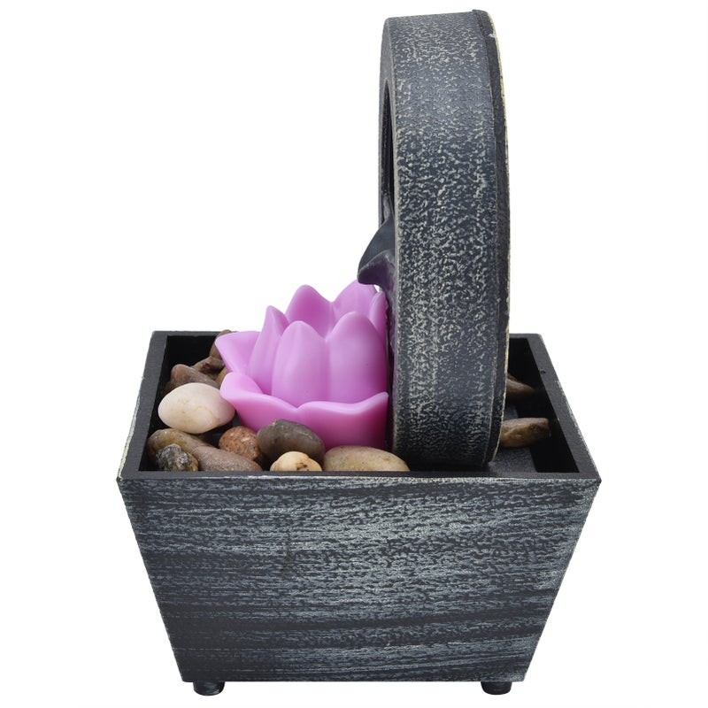 3V USB Plastic Flower Water Fountain LED Tabletop Fountain with Stones for Home Office Table Decoration - Image 5