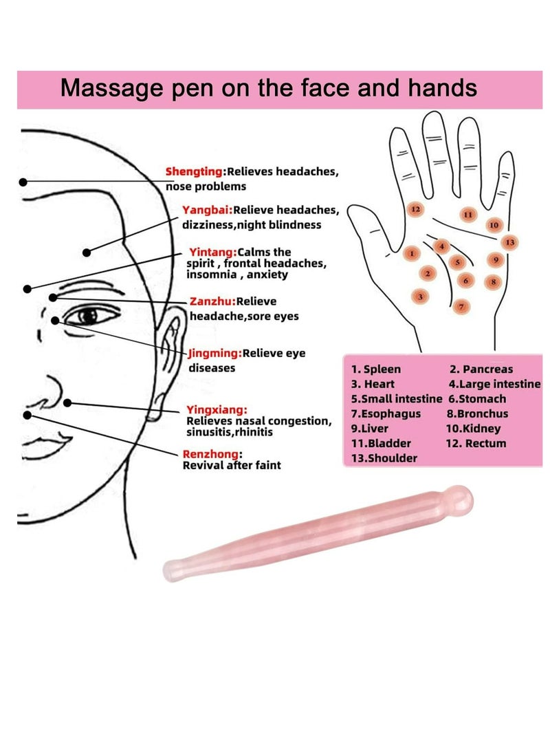 Generic 2pcs Gua Sha Board Rose Quartz Eye Cream Applicator, Eye Massage Wand, Acupuncture Pen Face Point Treatment Relaxing Gua Sha Scraping Therapy Tool Women for Facial Massager  - Image 2