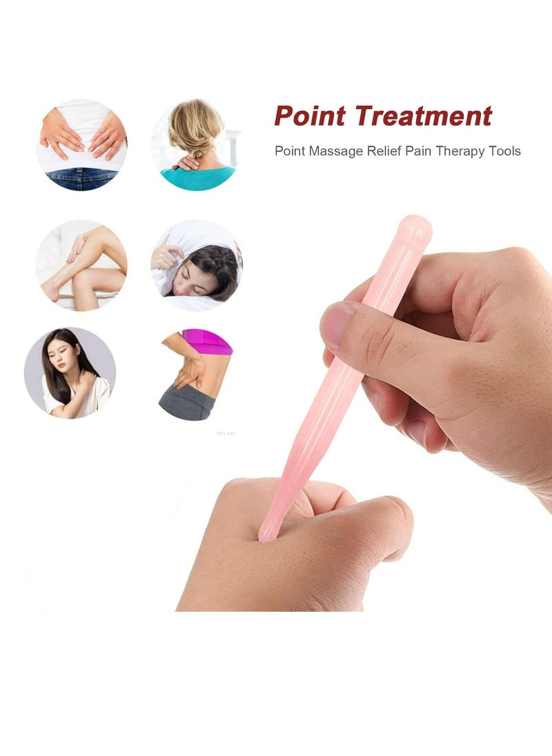 Generic 2pcs Gua Sha Board Rose Quartz Eye Cream Applicator, Eye Massage Wand, Acupuncture Pen Face Point Treatment Relaxing Gua Sha Scraping Therapy Tool Women for Facial Massager  - Image 3