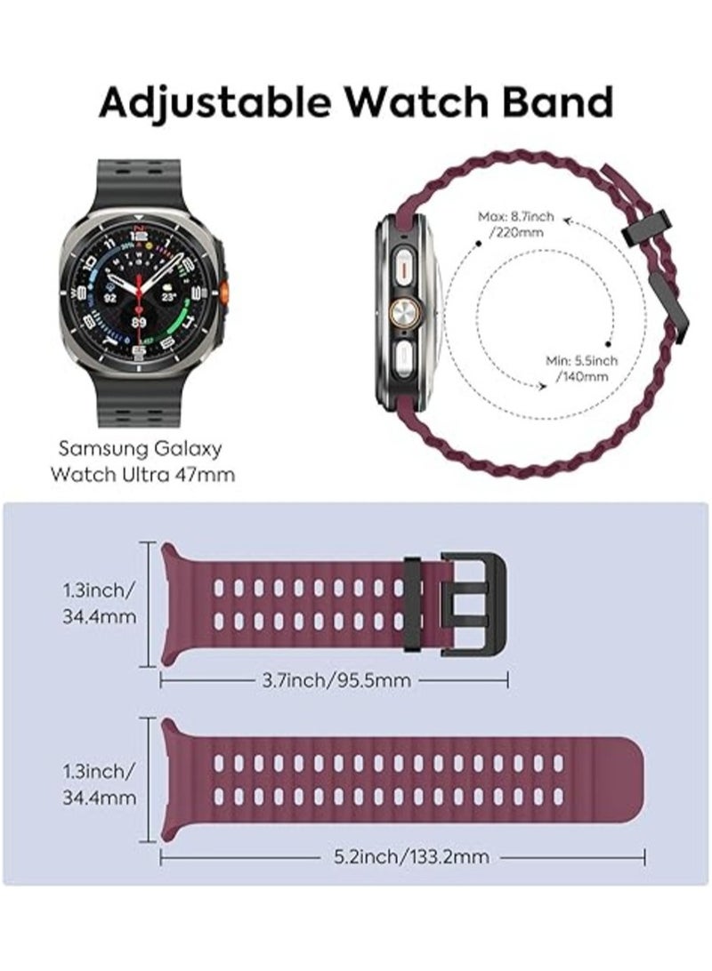 Rugged Band Compatible with Samsung Galaxy Watch 7 Ultra Band 47mm, Soft Silicone Sport Waterproof Strap Marine Bands for Galaxy Watch Ultra 2024 for Men & Women - Image 2