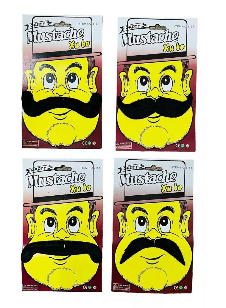 Rally 4pcs Self Adhesive Fake Mustache Set - Image 1