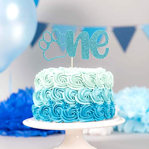 Festiko® Paw Print Cake Topper for 1st Birthday, Pet's First Birthday Topper,Puppy Cake Topper for Dog 1st Birthday, Best Animal Theme Cake Topper (Blue Paw Print Cake Topper) - Image 4
