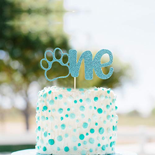 Festiko® Paw Print Cake Topper for 1st Birthday, Pet's First Birthday Topper,Puppy Cake Topper for Dog 1st Birthday, Best Animal Theme Cake Topper (Blue Paw Print Cake Topper) - Image 3