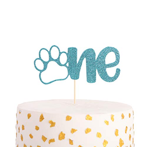 Festiko® Paw Print Cake Topper for 1st Birthday, Pet's First Birthday Topper,Puppy Cake Topper for Dog 1st Birthday, Best Animal Theme Cake Topper (Blue Paw Print Cake Topper) - Image 1