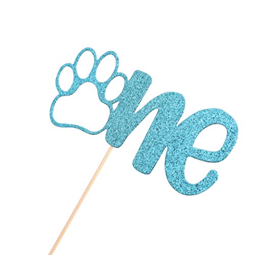 Festiko® Paw Print Cake Topper for 1st Birthday, Pet's First Birthday Topper,Puppy Cake Topper for Dog 1st Birthday, Best Animal Theme Cake Topper (Blue Paw Print Cake Topper) - Image 2