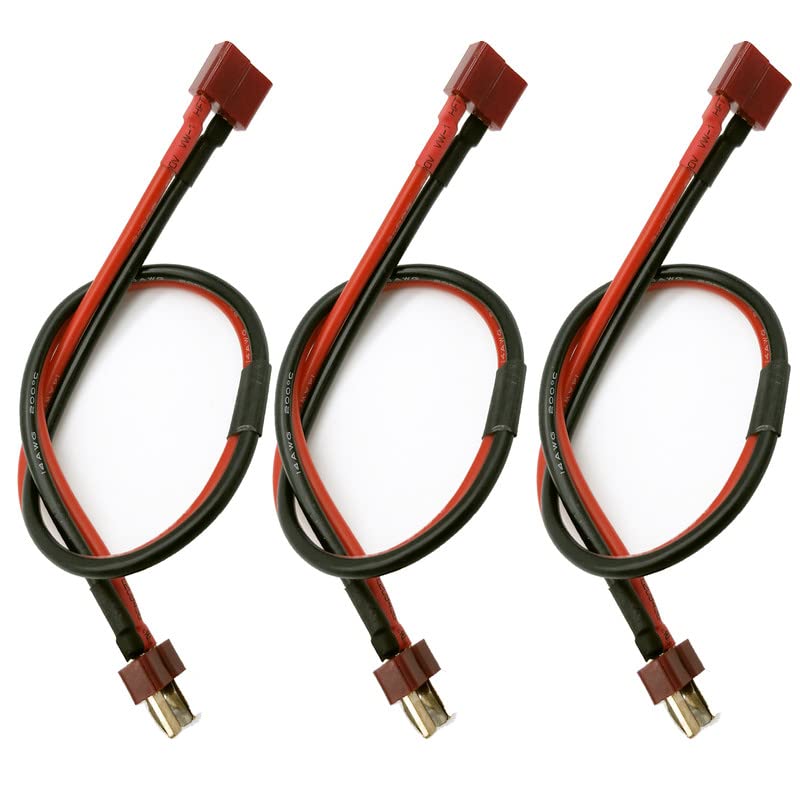 LinsyRC 3Pack T Plug Male Connector to Female Connector Adapter Extension Cable with 118inch 14awg Wire for RC Battery Toy DIY Spare Part - Image 1