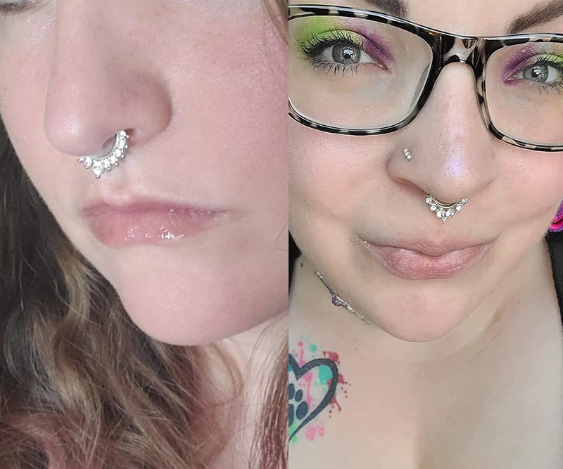 QWALIT Fake Septum Nose Rings for Women, Fake Nose Piercing Hoop, Stud, Helix Earring - Image 5