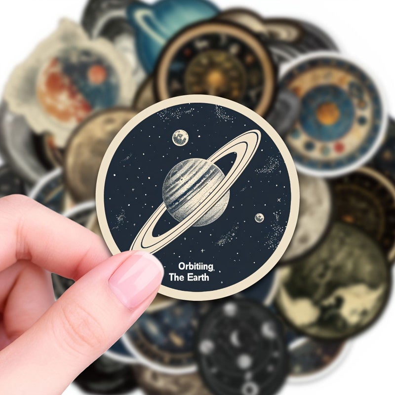 50Pcs Astronomy Galaxy Vintage Sticker Pack Cosmic Knowledge Decals Waterproof for Skateboards - Image 1