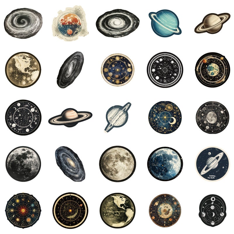 50Pcs Astronomy Galaxy Vintage Sticker Pack Cosmic Knowledge Decals Waterproof for Skateboards - Image 5