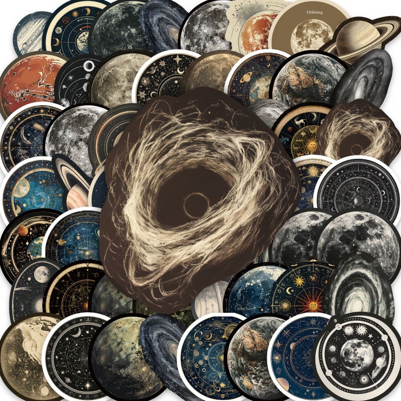 50Pcs Astronomy Galaxy Vintage Sticker Pack Cosmic Knowledge Decals Waterproof for Skateboards - Image 4