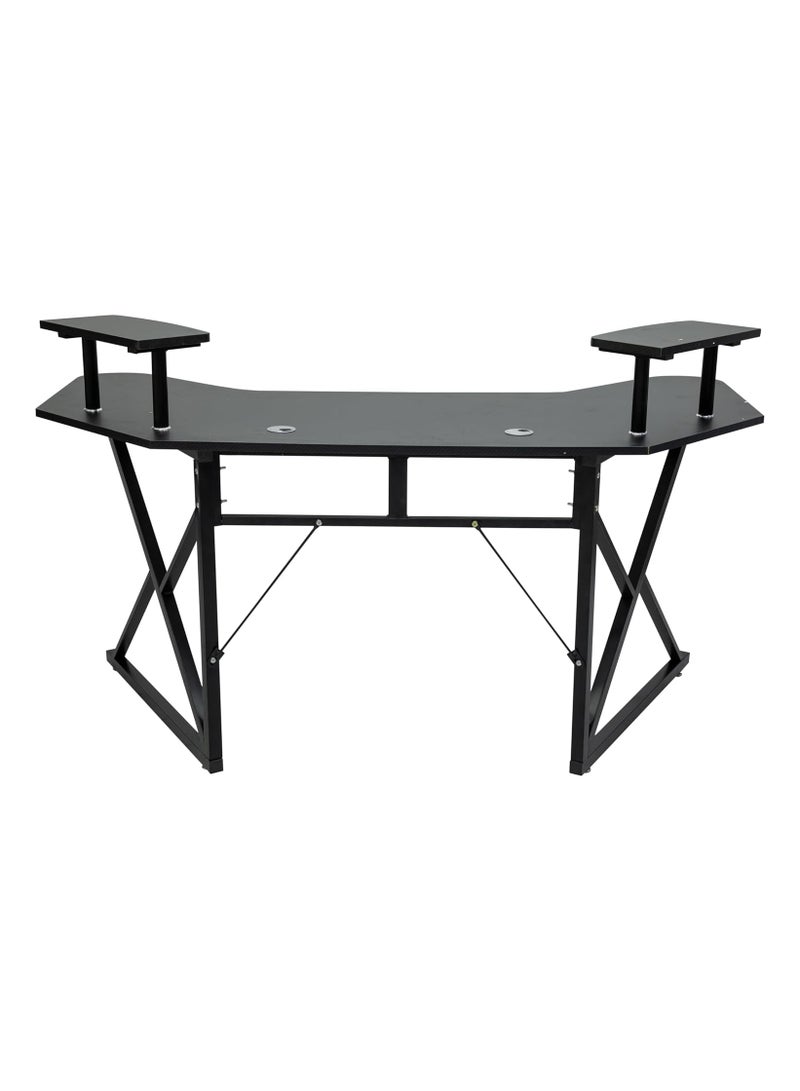 KARNAK L-Shaped Gaming Desk BLACK 160x60x76cm – Ergonomic Carbon Fiber Desk with Steel Frame - Image 4
