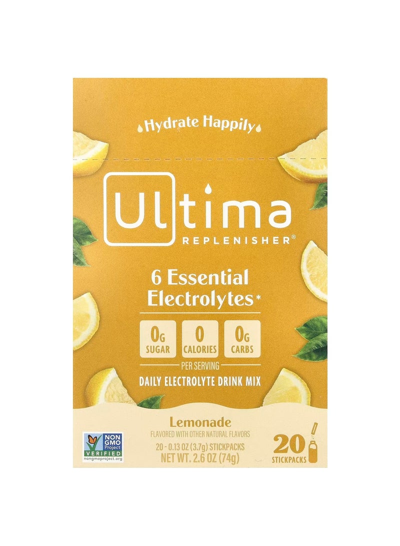 Ultima Replenisher Ultima Replenisher, Daily Electrolyte Drink Mix, Lemonade, 20 StickPacks - Image 1