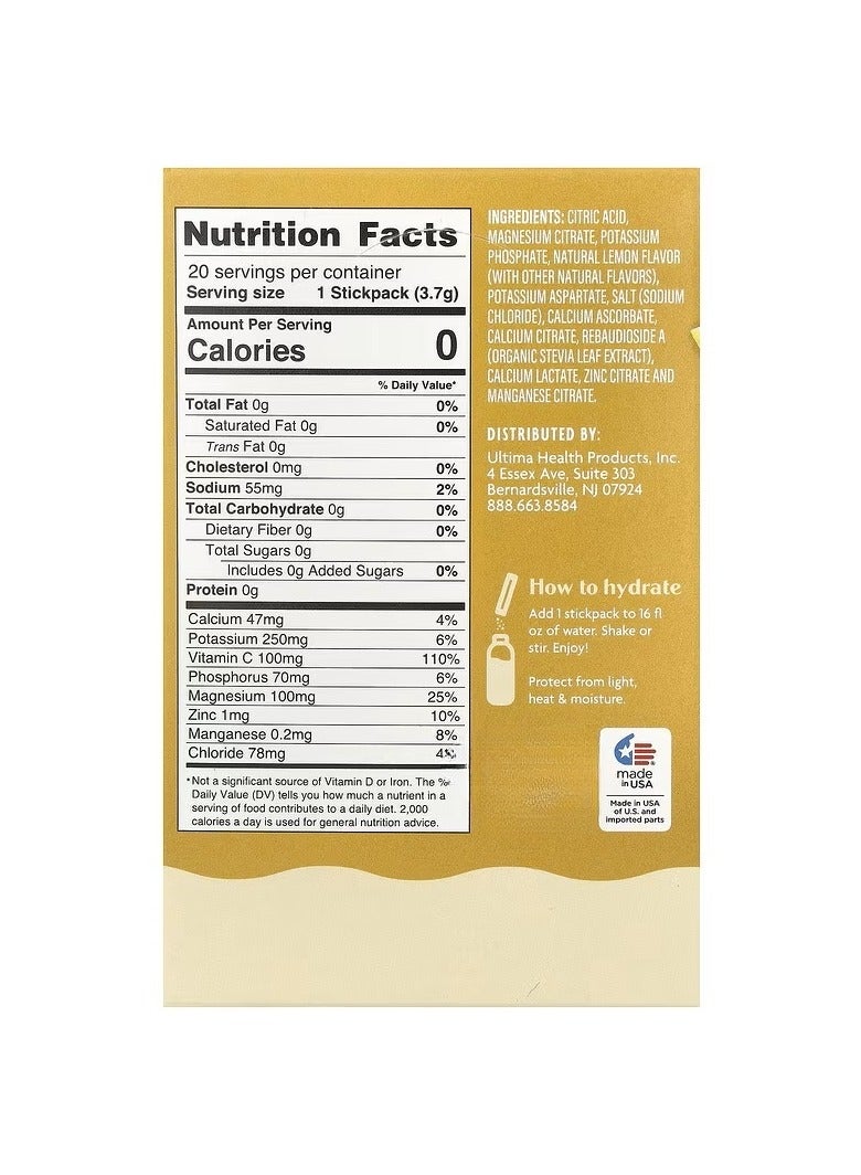 Ultima Replenisher Ultima Replenisher, Daily Electrolyte Drink Mix, Lemonade, 20 StickPacks - Image 2