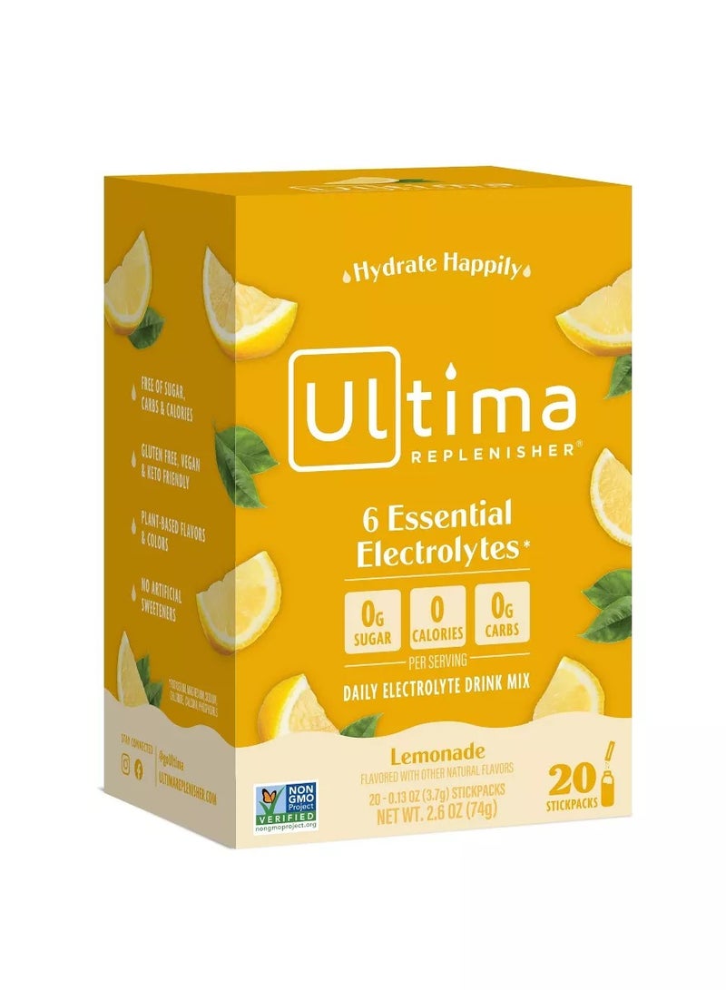 Ultima Replenisher Ultima Replenisher, Daily Electrolyte Drink Mix, Lemonade, 20 StickPacks - Image 4