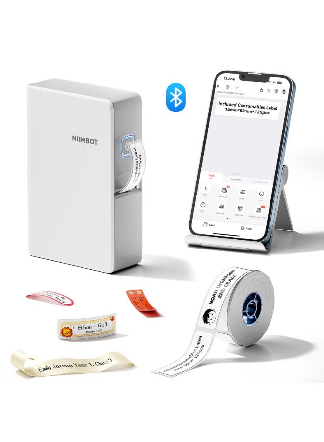 NIIMBOT N1 Label Maker with Tape, Portable Bluetooth Label Printer Support Color Ribbon Printing, Mini Sticker Labeler Rechargeable for Home Office Small Business Outdoor Storage, White(N1) - Image 1