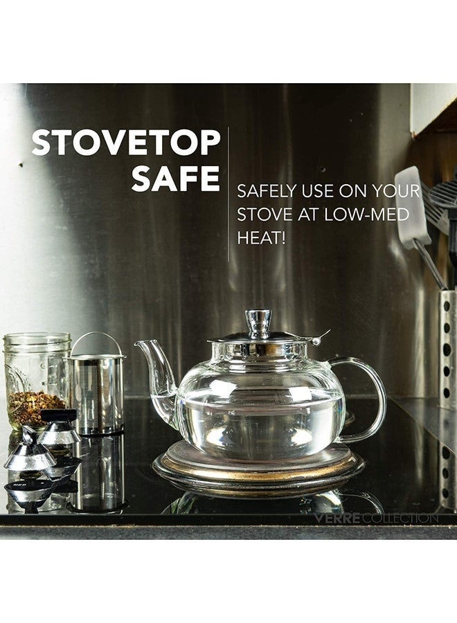 CHASE Borosilicate Teapot with Stainless Steel Infuser, Heat-Resistant, Transparent/Silver, 1500ml - Image 4