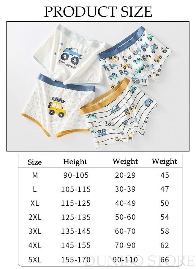 DUNISO 4 Pack Boy's Boxers Briefs Set Kid's Cotton Underwear Short Briefs Breathable and Soft Underpants with High Elastic Waistband Soft Little Boy Pants  - Image 4