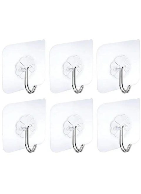 6 Pieces Strong Adhesive Transparent Heavy Duty Removable Transparent Wall Hook