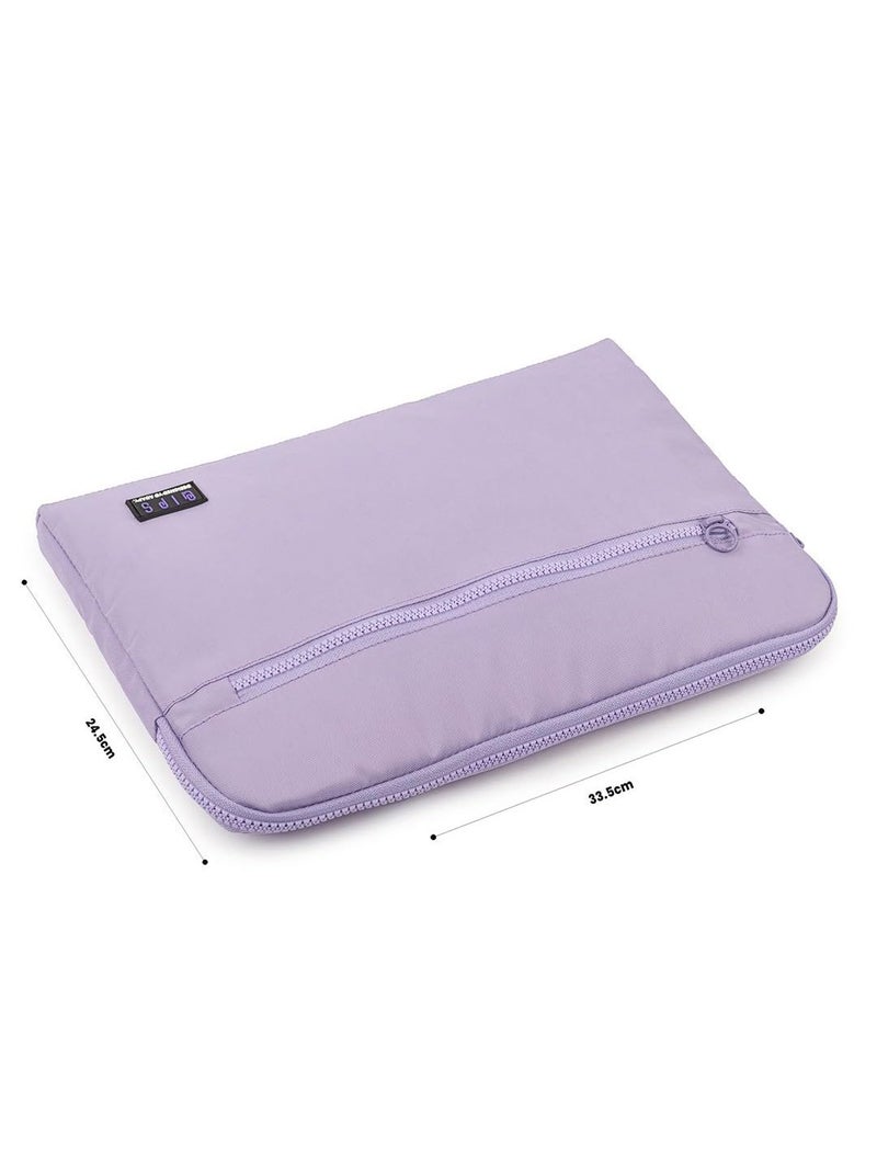 QIPS 14-Inch Laptop Sleeve – Slim PU-Coated Water-Resistant Case with Foam Padding & Front Pocket – Fits MacBook, Dell, Lenovo, HP – Lightweight Protective Sleeve for Work, School & Travel (Lavender) - Image 2